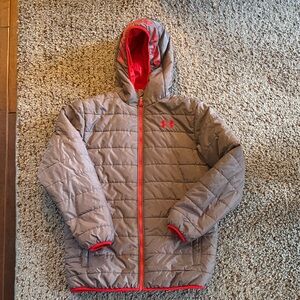Under Armour Kids' Gray and Red Puffer Jacket XL- NWOT